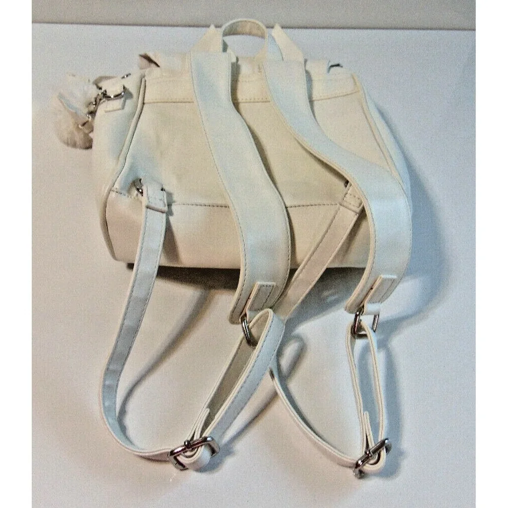 Women's Girl's Backpack Bag Purse White Medium Student Kitty Cat Straps Bow